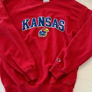 Champion Red Kansas Jayhawks Sweatshirt Large